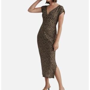 Madewell Expedition Green Midi Dress Size 2 Floral V-Neck Side Slit Romantic